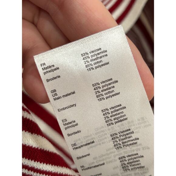 Maje Womens Marco Sweater Floral Embroidered Heart Striped Crewneck Red Size 2 - Picture 6 of 8